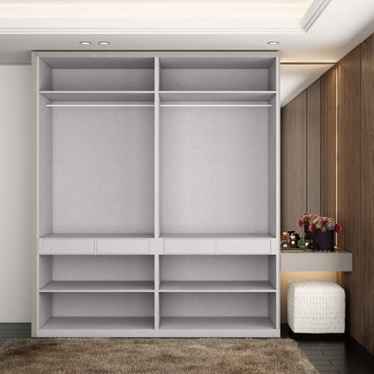 Wardrobe, Wardrobe Hanging Space, Grey Wardrobe Shutter, Wardrobe SS Handle,Wardrobe Brown Drawer, Mirror attach with Wardrobe, Grey & Brown Wardrobe, Wardrobe - EL- 7002