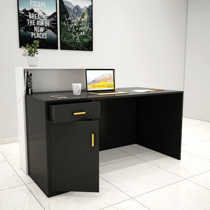 Contemporary Reception Desk with Built-in Drawer and Cabinet Storage VT - 12070