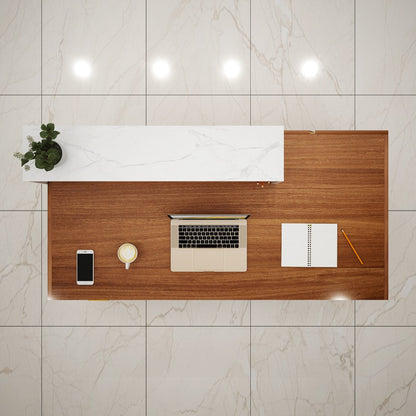 Minimalist Reception Desk with Integrated Storage and Privacy Panel VT - 12071