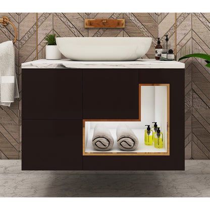 Vanity/Water Resistant Vanity in PVC laminate finish,Bathroom Vanity in water resistant finish,bathroom wall hanging unit with PVC  finish-IM149