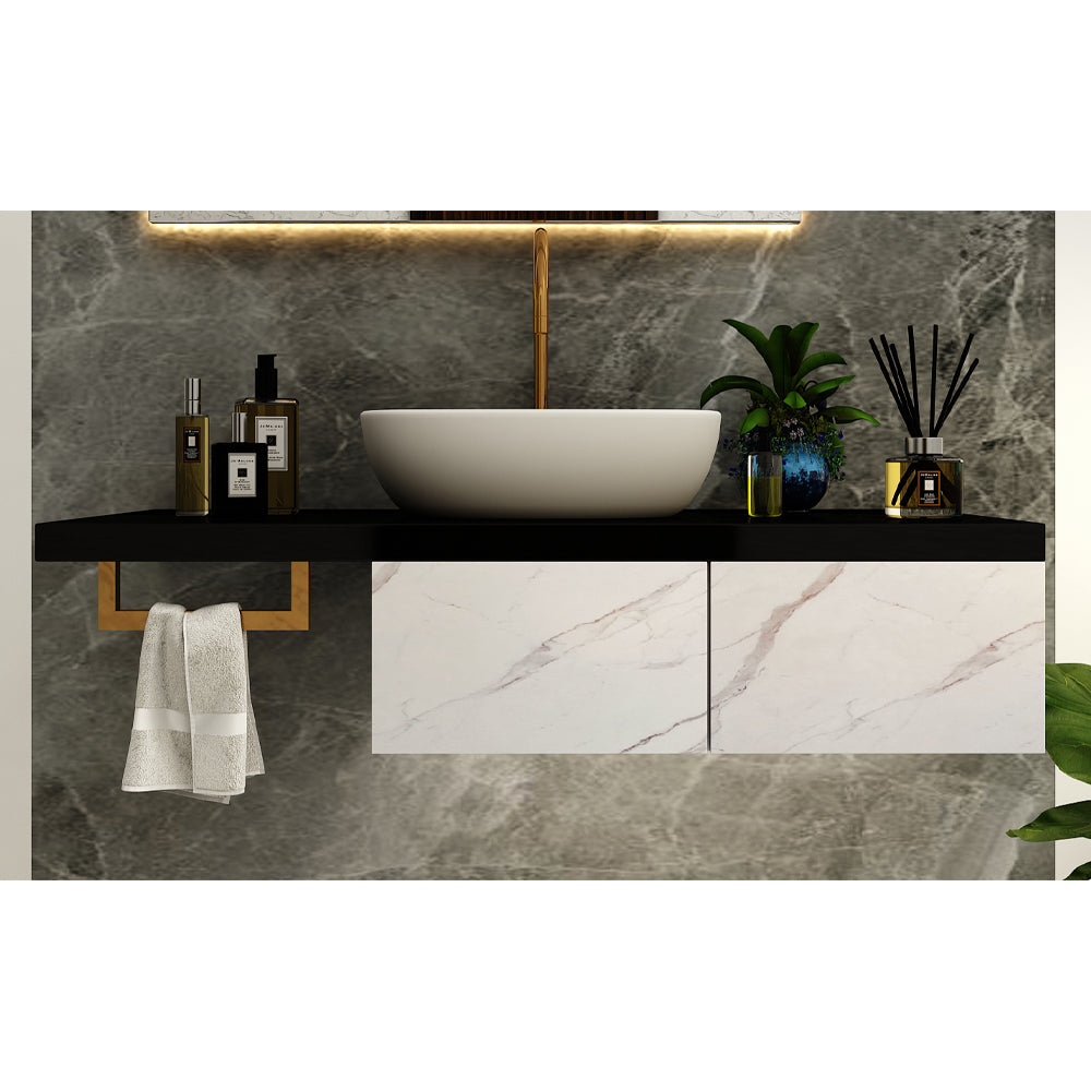 Vanity/Water Resistant Vanity in PVC laminate finish,Bathroom Vanity in water resistant finish,bathroom wall hanging unit with PVC  finish-IM147