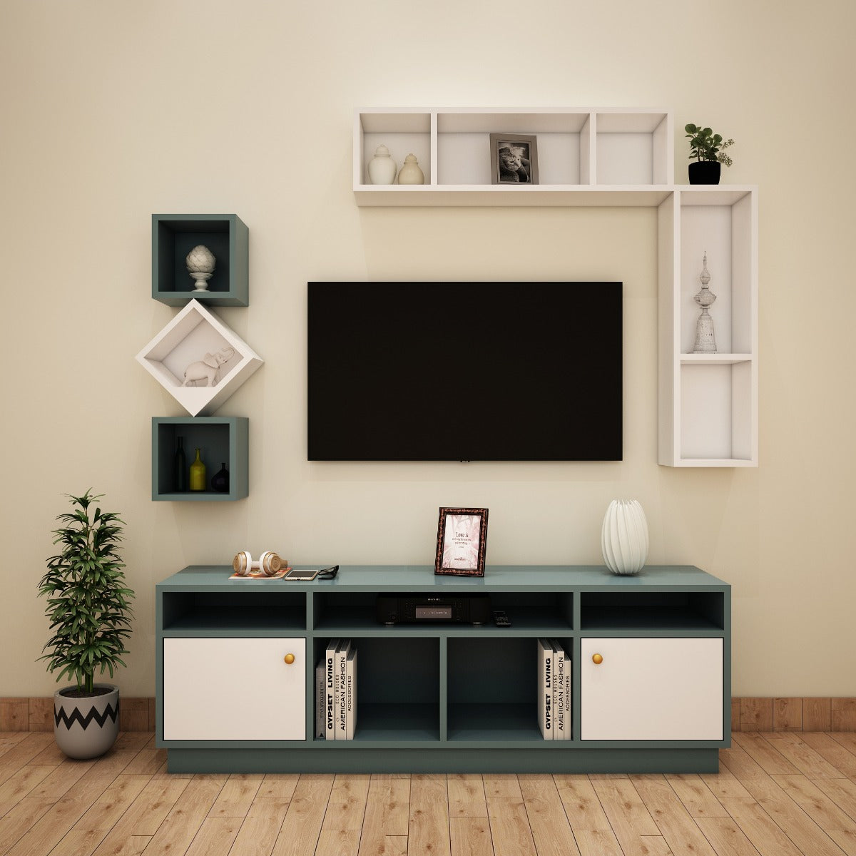 Entertainment Unit, Entertainment Unit for Living & Bedroom Area, Entertainment Unit with Open Shelf, Entertainment Unit with Shutter, Entertainment Unit - VT - 10010