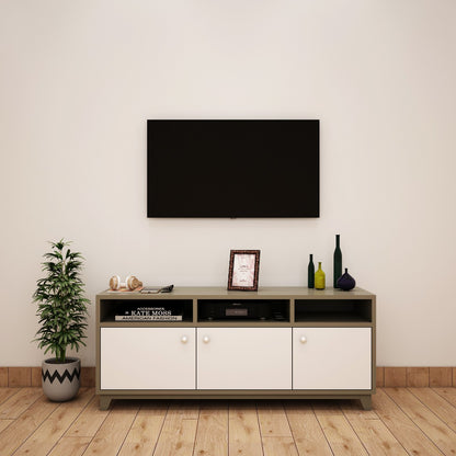 Entertainment Unit, Green & White Color Entertainment Unit, Entertainment Unit for Living & Bedroom Area, Entertainment Unit with Open Shelf, Entertainment Unit with Shutter, Entertainment Unit - VT - 10011