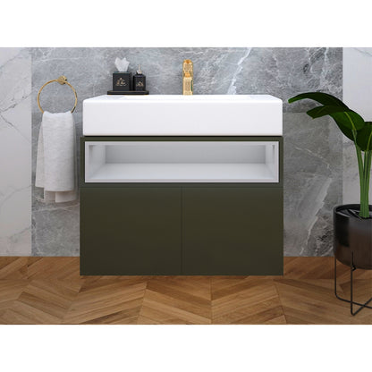 Vanity, White & Green Vanity, Wooden Vanity, Vanity with Drawer, Vanity for Bathroom,   Wall Mounted Vanity, Vanity - IM124