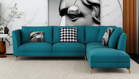 L shape sofa, sectional sofa, Living room sofa,  elegant sofa, blue sofa, 4 seater sofa,  Sofa- EL-3014