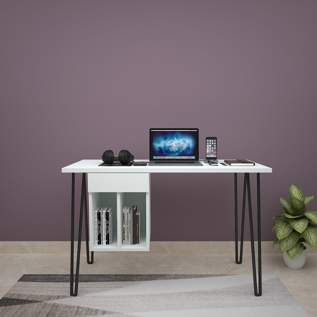 Study Table, Grey Study Table, Study Table Drawer & Open Shelf at Bott ...