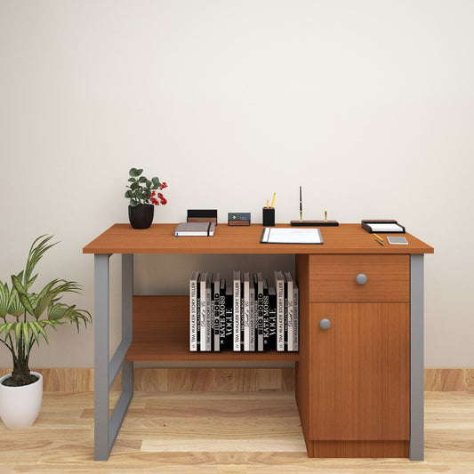 Study Table, Wood Study Table, Study Table with Drawer, Study Table with Dark Grey MS Leg, Study Table with Open Shelf, Study Table with Shutter, Study Table - VT - 12032