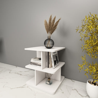 End Table, White End Table, End Table with open shelf,  End Table - EL - 12055