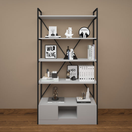 Office Cabinet, Grey Color Office Cabinet, Office Cabinet with open shelf, Office Cabinet with Shutter, Office Cabinet - EL- 10016