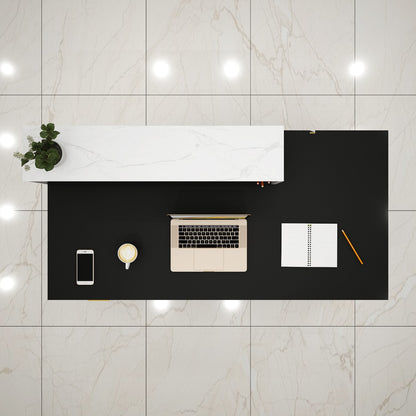 Contemporary Reception Desk with Built-in Drawer and Cabinet Storage VT - 12070