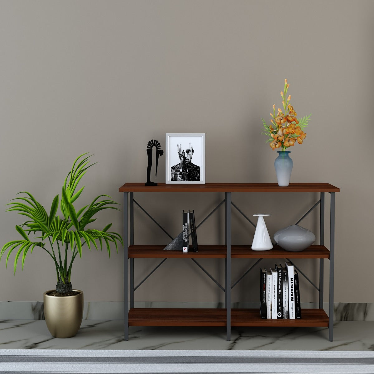 Console Table, Wood Console Table, Console Table with Open Shelf, Console Table with Black  Leg , Console Table - EL- 12047