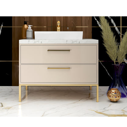 Vanity, Gold, Beige & White Vanity, Wooden Vanity, Vanity with Drawer, Vanity for Bathroom,  Floor Resist Vanity, Vanity - EL227