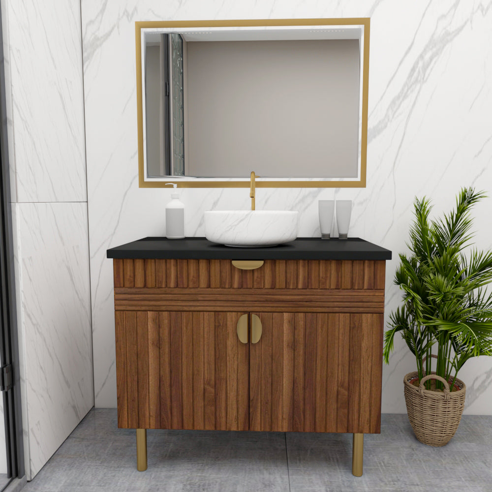 Luxury Bathroom Vanity with Wall Mirror – Modern Wood Finish | Furnisco EL-245