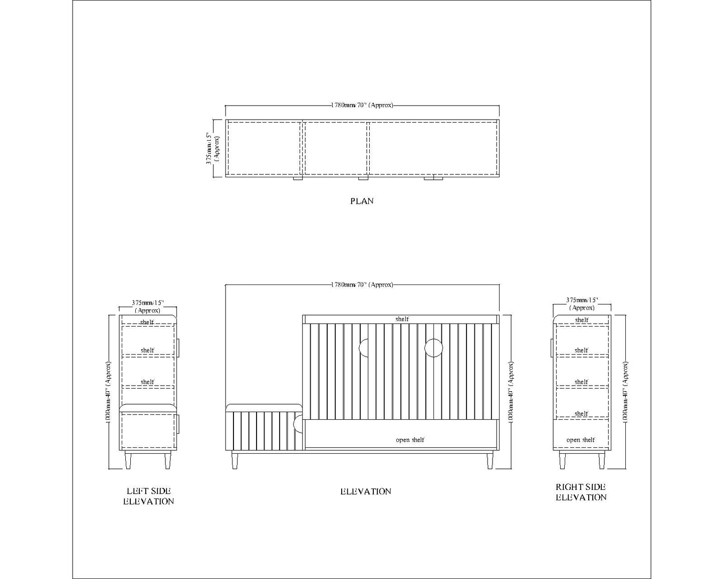 Modern Slate Grey Shoe Cabinet with Cushioned Bench, Open Rack & Vertical Storage – EL10102