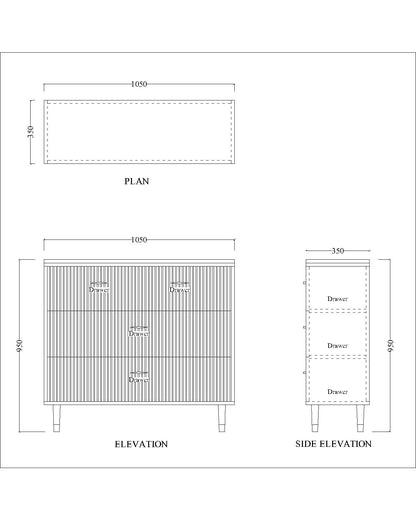 Beige Color Chest of Drawer, Top in Statuario Laminate Finish, Cabinetry with Drawer, Multistorage Unit, Chest of Drawer - EL10103