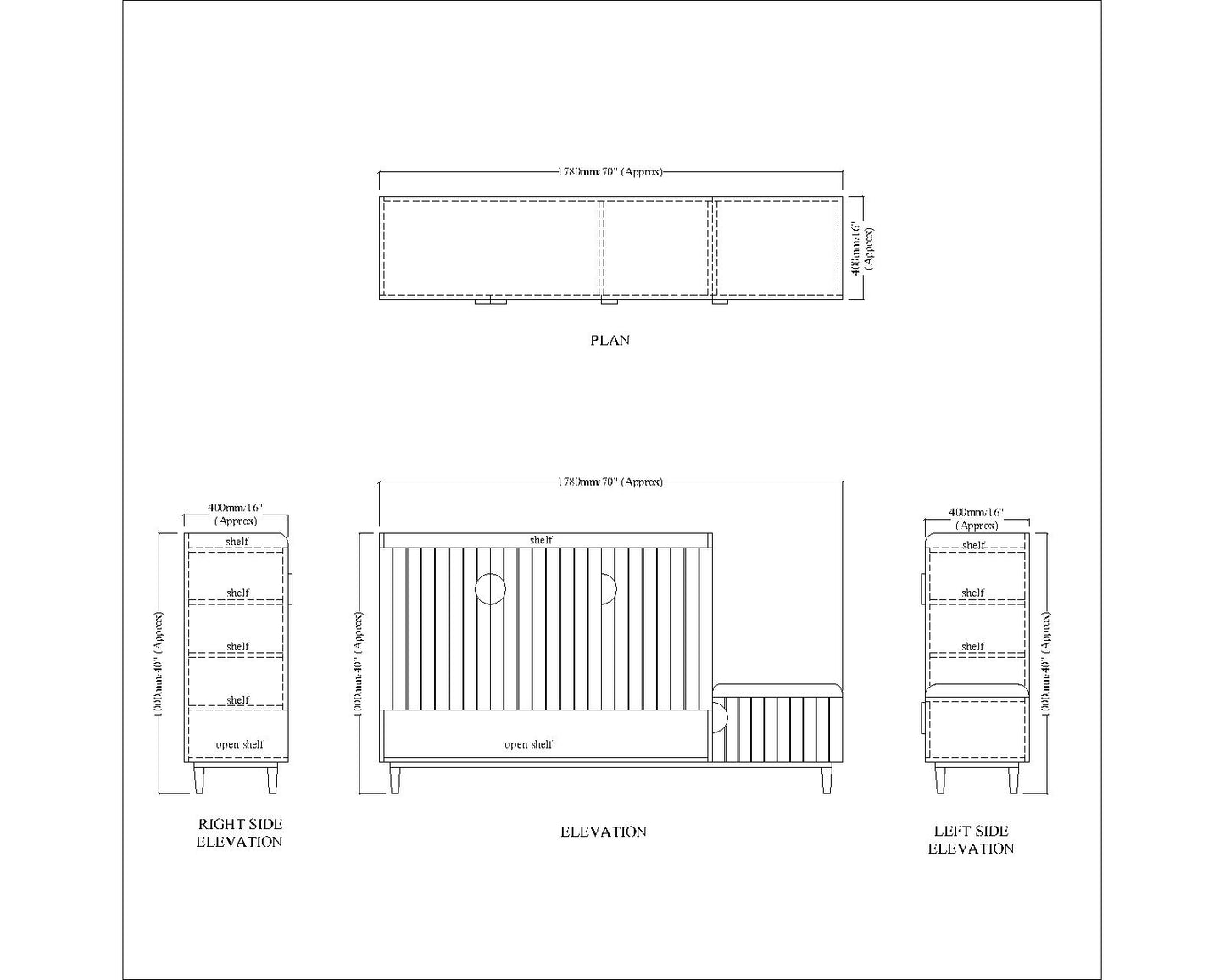 Slate Grey Shoe Rack, Right side seating stool, Shoe Rack with Shutter, Wooden shoe rack cabinet, Shoe Rack - EL10104