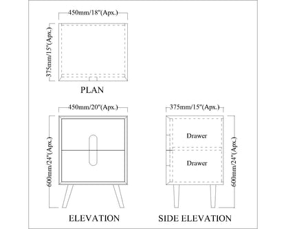 Modern Irish Cream Bedside Table with Drawer & Gold MS Legs – Compact Side Table for Bedrooms, Made of Durable Ply & Metal, Elegant Finish - EL 12187