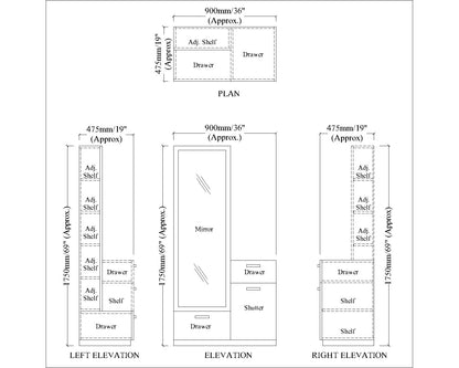 Wooden Dressing Table, Dressing Table with Drawer & Shutter, White & Brown Color, Shelf in Dressing Table - EL12232