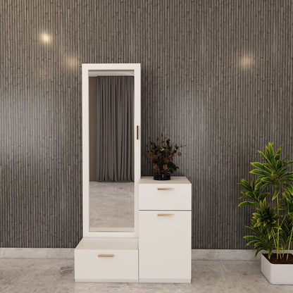 Wooden Dressing Table, Dressing Table with Drawer & Shutter, White  Color, Shelf in Dressing Table - EL12233