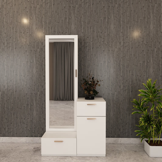 Wooden Dressing Table, Dressing Table with Drawer & Shutter, White  Color, Shelf in Dressing Table - EL12233