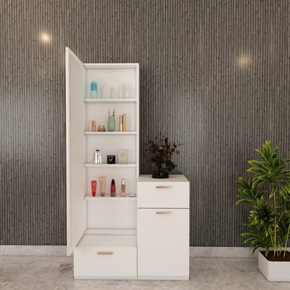 Wooden Dressing Table, Dressing Table with Drawer & Shutter, White  Color, Shelf in Dressing Table - EL12233