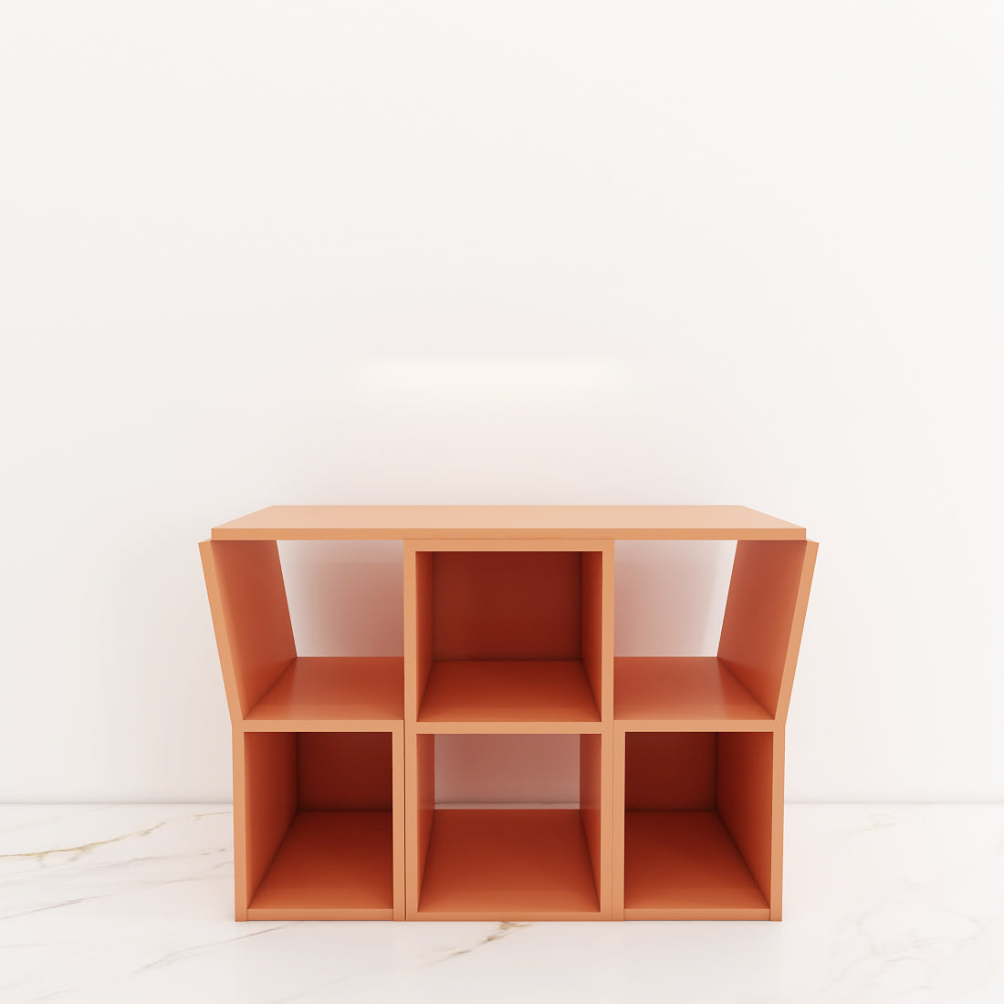 Modern Kids Study Table with 2 Chairs & Open Shelf – Compact, Stylish Desk in Orange, Blue, White & Wood - EL12234
