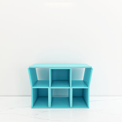 Modern Kids Study Table with 2 Chairs & Open Shelf – Compact, Stylish Desk in Orange, Blue, White & Wood - EL12234