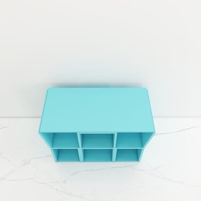 Modern Kids Study Table with 2 Chairs & Open Shelf – Compact, Stylish Desk in Orange, Blue, White & Wood - EL12234