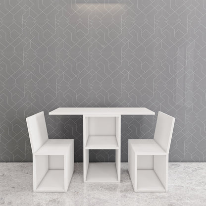 Modern Kids Study Table with 2 Chairs & Open Shelf – Compact, Stylish Desk in Orange, Blue, White & Wood - EL12234