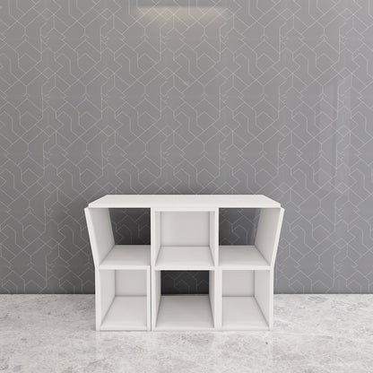 Modern Kids Study Table with 2 Chairs & Open Shelf – Compact, Stylish Desk in Orange, Blue, White & Wood - EL12234