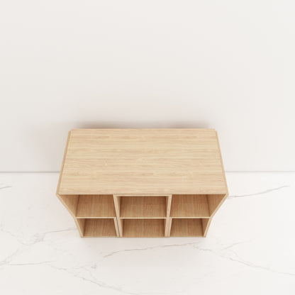 Modern Kids Study Table with 2 Chairs & Open Shelf – Compact, Stylish Desk in Orange, Blue, White & Wood - EL12234