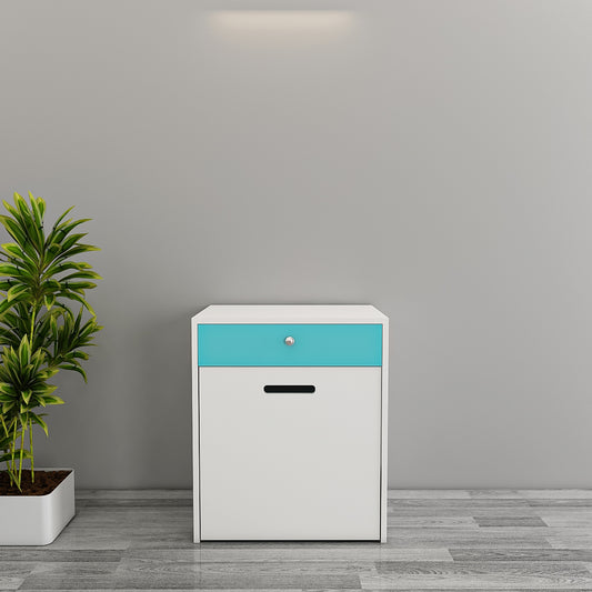 Modern Kids Study Table with Chair & Open Drawer – Compact, Stylish Desk in Blue, Purple & Yellow, Engineered Wood Build - EL12235