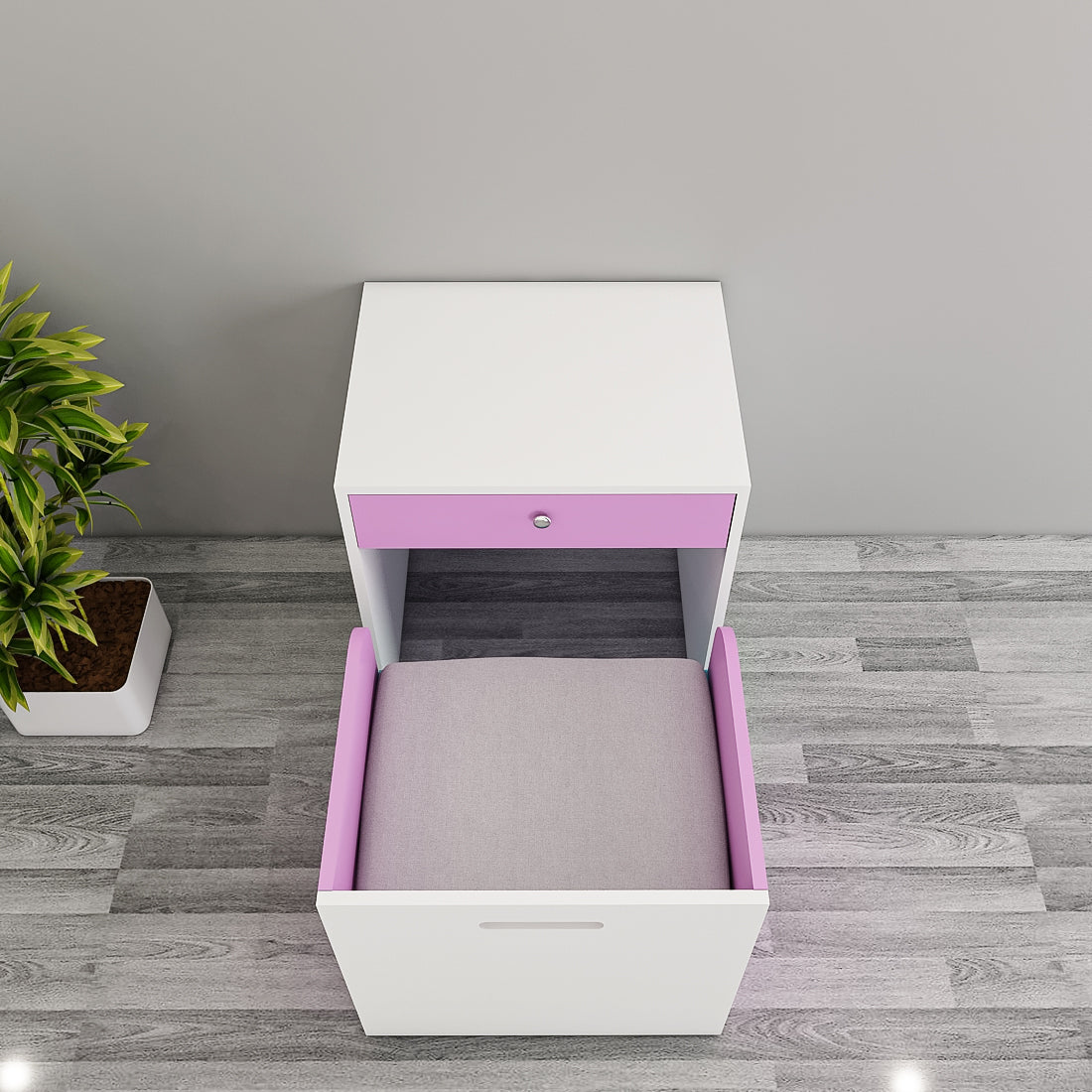 Modern Kids Study Table with Chair & Open Drawer – Compact, Stylish Desk in Blue, Purple & Yellow, Engineered Wood Build - EL12235