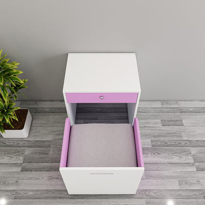 Modern Kids Study Table with Chair & Open Drawer – Compact, Stylish Desk in Blue, Purple & Yellow, Engineered Wood Build - EL12235