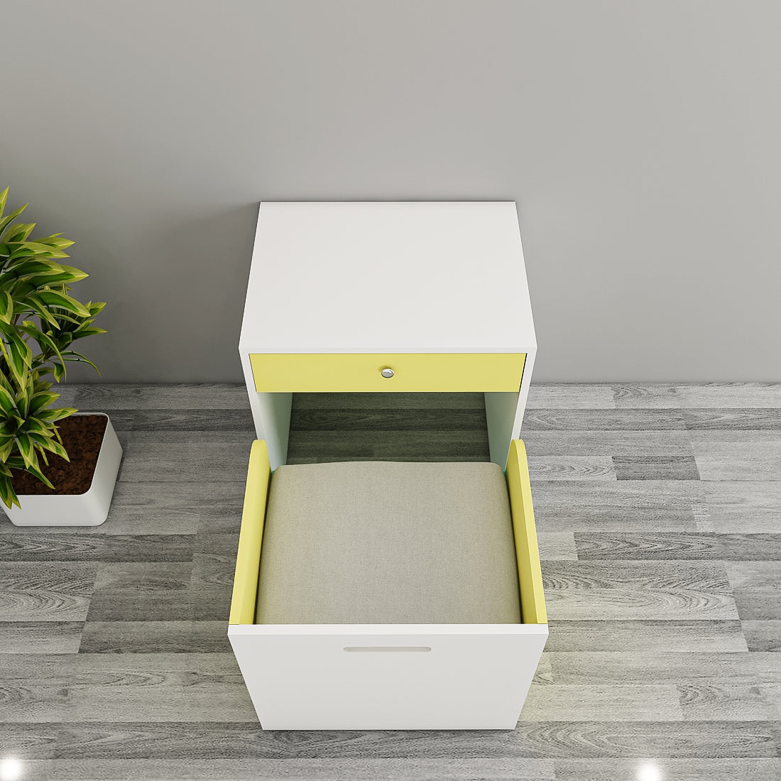 Modern Kids Study Table with Chair & Open Drawer – Compact, Stylish Desk in Blue, Purple & Yellow, Engineered Wood Build - EL12235