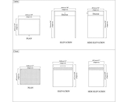 Modern Kids Study Table with Chair & Open Drawer – Compact, Stylish Desk in Blue, Purple & Yellow, Engineered Wood Build - EL12235