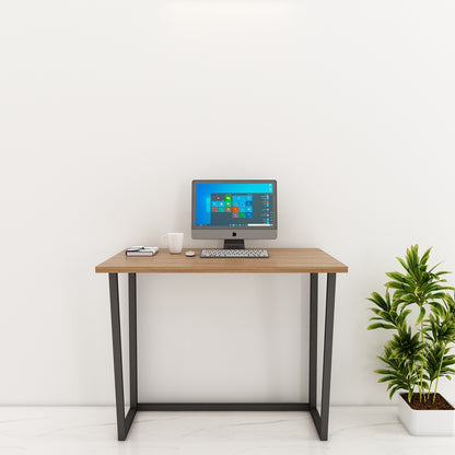 Modern Foldable Study Table in Wood & White | Engineered Wood Desk with MS Legs | Compact & Moveable Study Table for Home & Office - EL12238