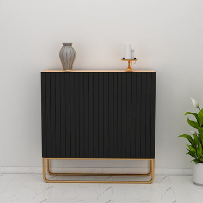 Console Table, Black Color Table, MS Leg with Golden Finish, Multistorage Unit, Console Table - EL12240