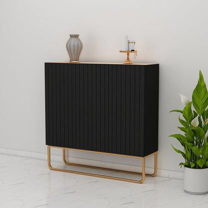Console Table, Black Color Table, MS Leg with Golden Finish, Multistorage Unit, Console Table - EL12240