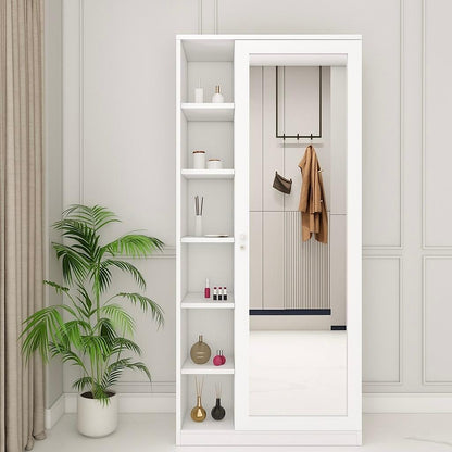 Wooden Dressing Table, Dressing Table with Open storage, White Color, 2 Bangle Rod, Dressing Table