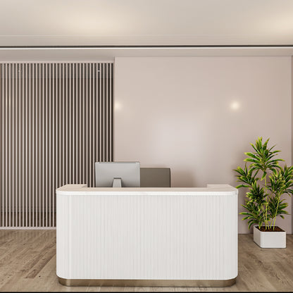 Reception Desk with marble laminate Inspired in top & flutted receptio table design, 1 drawer - EL18002