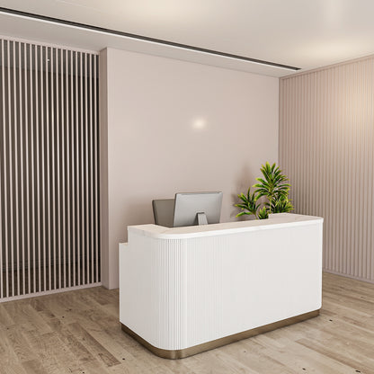 Reception Desk with marble laminate Inspired in top & flutted receptio table design, 1 drawer - EL18002