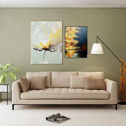 3 Seater Rectangular sofa with suede upholstery quilted back, seat & hand rest ,Sofa in Beige suede with wooden legs , Sofa-EL-3012