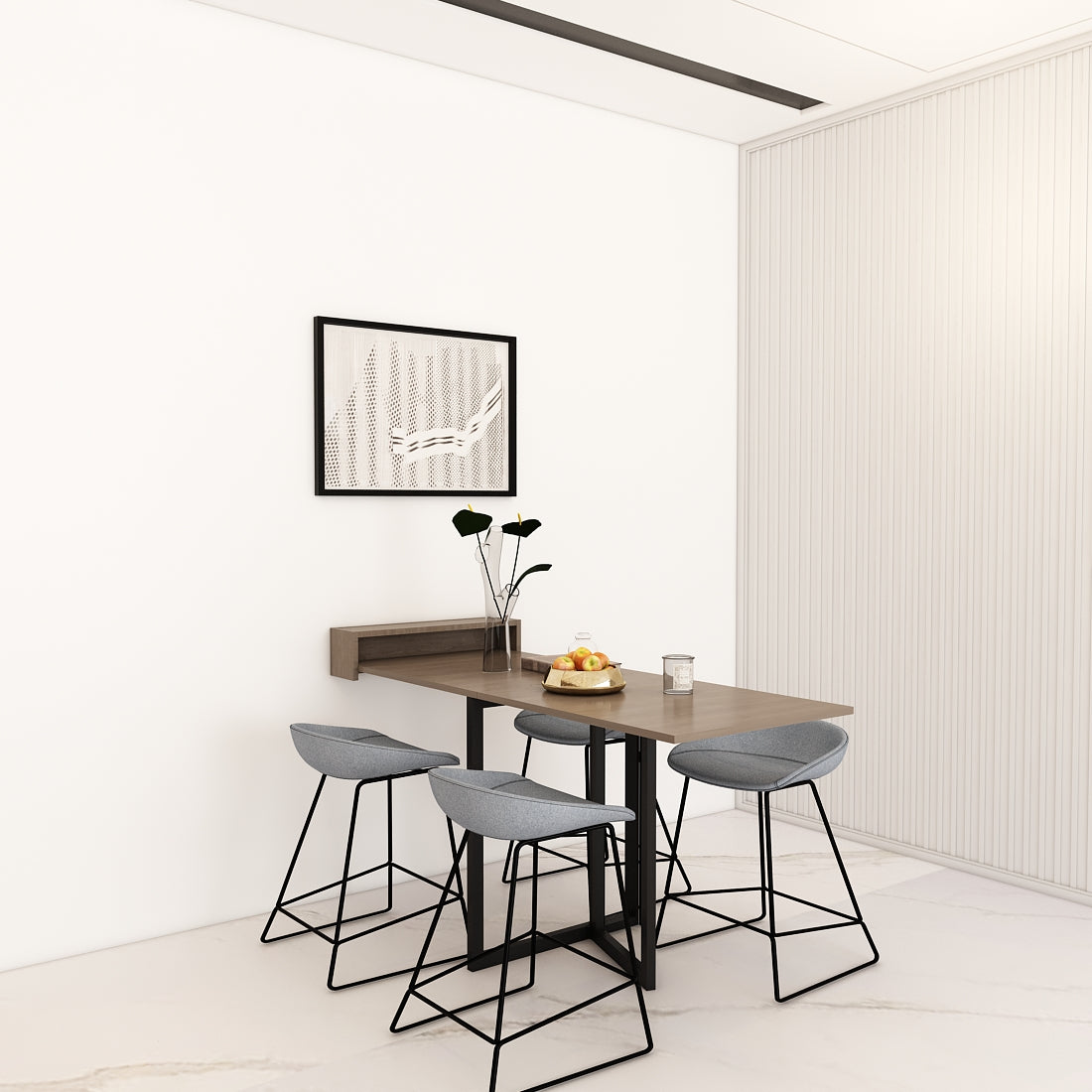 Foldable Dining Table, Brown Color Dining Table, Table with MS Leg in Black Color Finish, Dining Table - EL3066