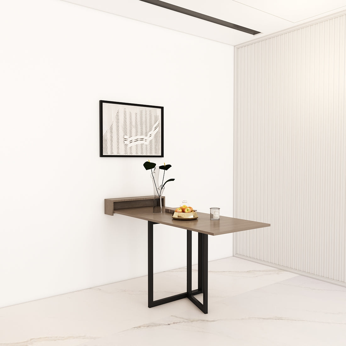 Foldable Dining Table, Brown Color Dining Table, Table with MS Leg in Black Color Finish, Dining Table - EL3066