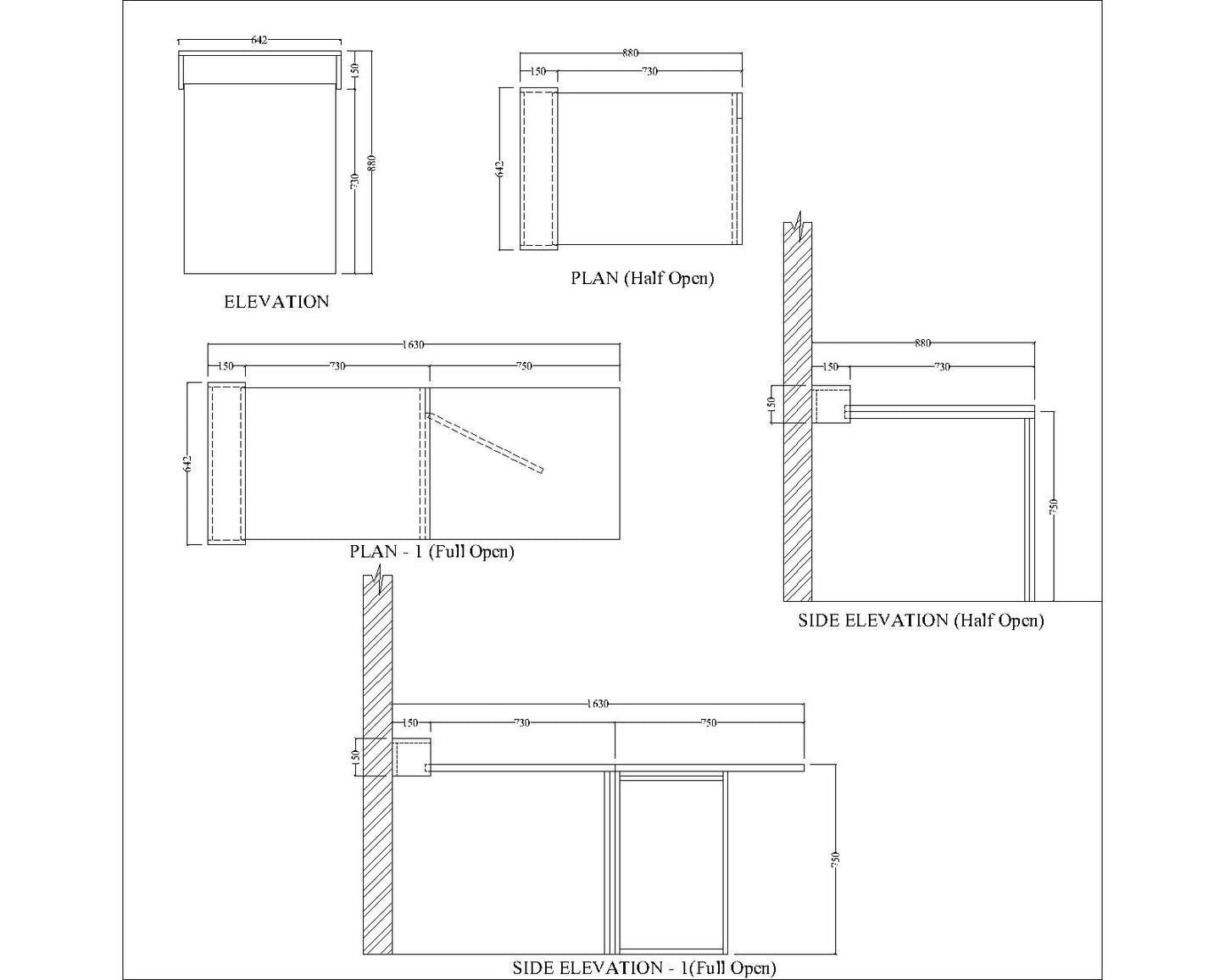 Foldable Dining Table, Brown Color Dining Table, Table with MS Leg in Black Color Finish, Dining Table - EL3066