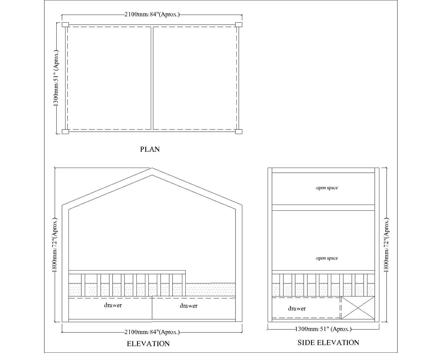 Tent Bed, Tent Bed in Bubblegum Pink Color, Tent Bed with Drawer for kids | Furnisco EL5082