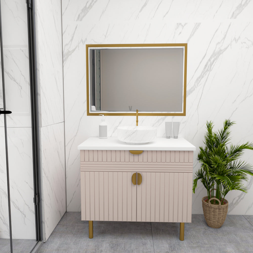 Luxury Bathroom Vanity with Wall Mirror – Modern Wood Finish | Furnisco EL-245