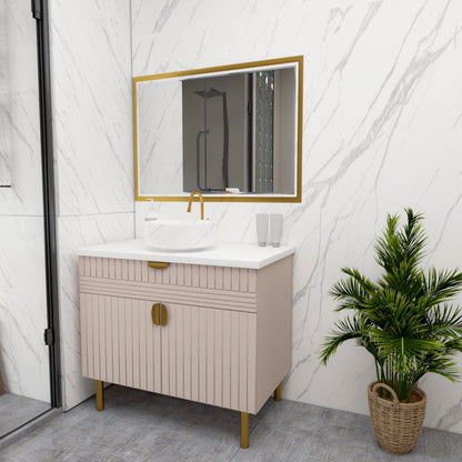 Luxury Bathroom Vanity with Wall Mirror – Modern Wood Finish | Furnisco EL-245