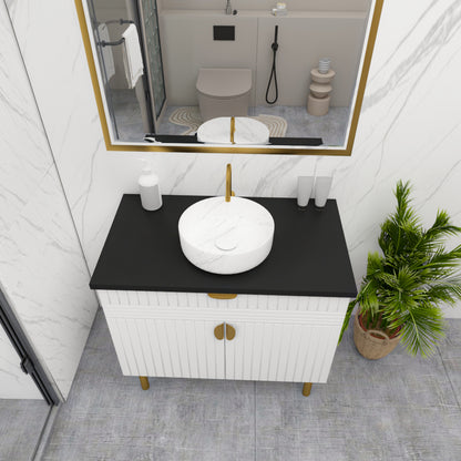 Luxury Bathroom Vanity with Wall Mirror – Modern Wood Finish | Furnisco EL-245